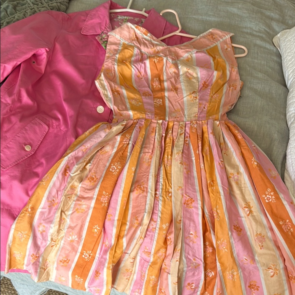 VINTAGE Striped Pink/Orange Dress Paris 2